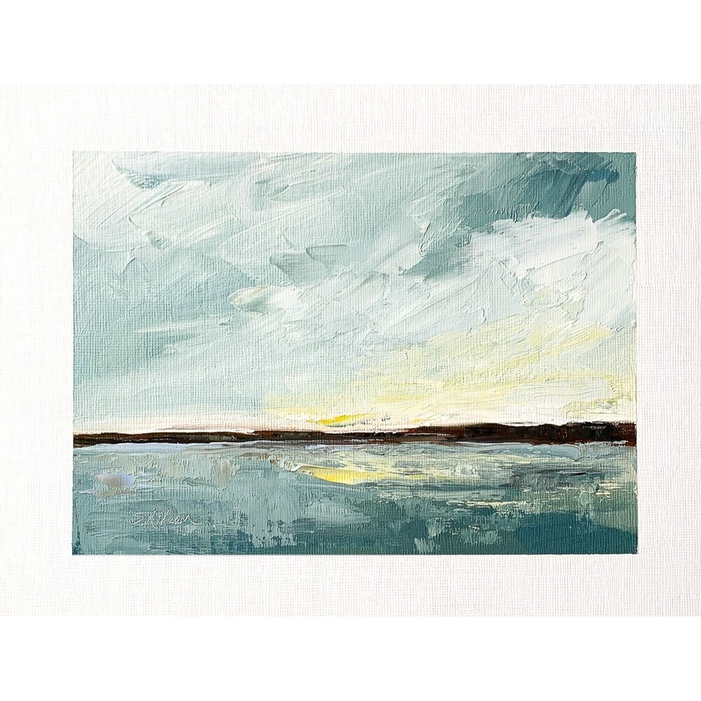 7x9 Original Oil Seascape Painting Ocean Coastal Art Cloud Impressionist Signed